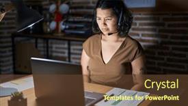  Presentation with negative - Theme consisting of young-hispanic-woman-working background and a tawny brown colored foreground
