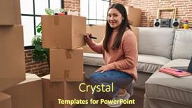  Presentation with new home - Theme having young-hispanic-woman-writing-kitchen background and a tawny brown colored foreground