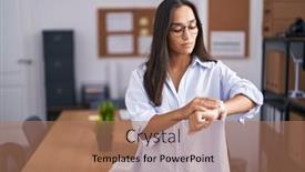  Presentation with confident young hispanic woman - PPT theme with young-hispanic-woman background and a coral colored foreground