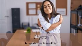  Presentation with confident young hispanic woman - Presentation theme consisting of young-hispanic-woman background and a coral colored foreground