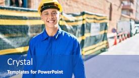  Presentation with college education happy smiling - Audience pleasing slides consisting of young-hispanic-workman-smiling-happy backdrop and a teal colored foreground