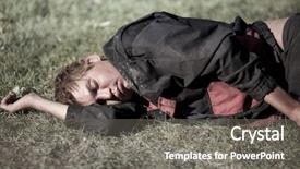  Presentation with homeless - Slide set featuring flagelo - young homeless man sleeping background and a gray colored foreground