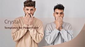  Presentation with scandal - Presentation theme having young-homosexual-couple-standing-over background and a coral colored foreground