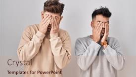  Presentation with vision - Slide set featuring young-homosexual-couple-standing-over background and a coral colored foreground