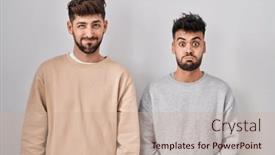  Presentation with puffing - Presentation featuring young-homosexual-couple-standing-over background and a coral colored foreground