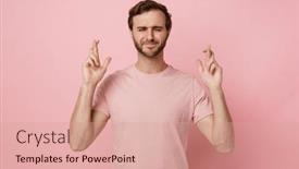  Presentation with hopeful - Slides consisting of young-hopeful-man-wearing-pink background and a  colored foreground