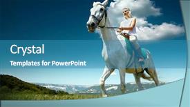  Presentation with horse riding - Amazing slide deck having seafront of portsmouth with sunset backdrop and a lemonade colored foreground.