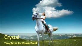  Presentation with horse riding - Beautiful slides featuring young horsewoman riding on white backdrop and a  colored foreground