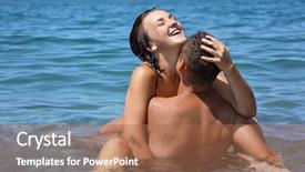  Presentation with sex - Colorful PPT theme enhanced with young hot woman sitting astride backdrop and a coral colored foreground