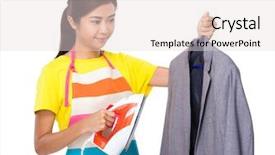  Presentation with steam - Presentation theme featuring china laundry - young housewife using the steam background and a lemonade colored foreground