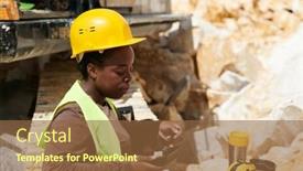  Presentation with plastic container - PPT layouts with young-hungry-black-woman background and a  colored foreground