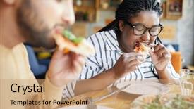  Presentation with german shepherd two young puppys - Cool new slide deck with young hungry persons eating appetizing backdrop and a coral colored foreground