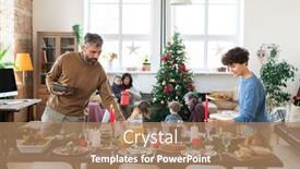  Presentation with christmas dinner - PPT theme with young-husband-and-wife-bending background and a coral colored foreground