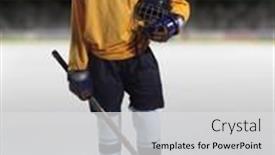  Presentation with ice hockey - Amazing presentation theme having young ice hockey player portrait on a match half time backdrop and a light gray colored foreground