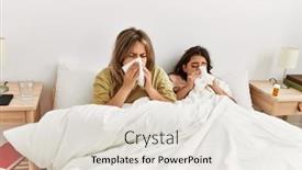  Presentation with napkin - Presentation theme featuring young-ill-couple-using-napkin background and a sky blue colored foreground