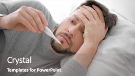  Presentation with temperature - Amazing theme having young ill man measuring temperature backdrop and a gray colored foreground