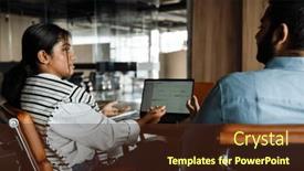  Presentation with discussion room - Presentation theme with young-indian-business-people background and a  colored foreground