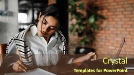  Presentation with business casual - Presentation theme consisting of young-indian-business-woman background and a tawny brown colored foreground