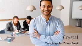  Presentation with indian - Presentation theme having young-indian-businessman-standing background and a light blue colored foreground