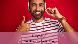  Presentation with call center - Amazing PPT layouts having young-indian-call-center-agent backdrop and a coral colored foreground