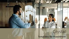  Presentation with coworkers - PPT theme consisting of young-indian-coworkers-in-formal background and a coral colored foreground