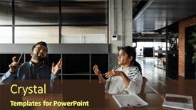  Presentation with coworkers - Slide deck consisting of young-indian-coworkers-in-formal background and a tawny brown colored foreground