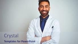  Presentation with indian nutrition - Slide set having young indian doctor man standing over isolated white background happy face smiling with crossed arms looking at the camera positive person background and a lemonade colored foreground