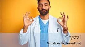  Presentation with meditation - Slides with young-indian-doctor-man-standing background and a light blue colored foreground