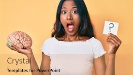  Presentation with indian - Theme consisting of young-indian-girl-holding-brain background and a coral colored foreground