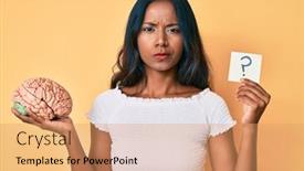  Presentation with indian - Audience pleasing theme consisting of young-indian-girl-holding-brain backdrop and a coral colored foreground