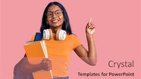  Presentation with happy young student girl holding - Colorful presentation design enhanced with young-indian-girl-holding-student backdrop and a coral colored foreground