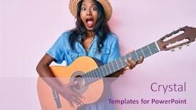  Presentation with classical guitar - PPT layouts featuring young-indian-girl-playing-classical background and a lemonade colored foreground