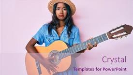  Presentation with classical guitar - Slide set with young-indian-girl-playing-classical background and a lemonade colored foreground