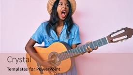  Presentation with classical guitar - PPT theme having young-indian-girl-playing-classical background and a coral colored foreground