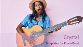  Presentation with classical guitar - PPT theme with young-indian-girl-playing-classical background and a lemonade colored foreground