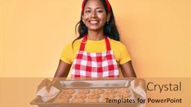  Presentation with indian - PPT layouts with young-indian-girl-wearing-baker background and a coral colored foreground