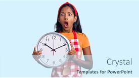  Presentation with clock face - Presentation enhanced with young-indian-girl-wearing-cook background and a sky blue colored foreground