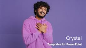  Presentation with heart love - Slides consisting of young-indian-handsome-curly-smiling background and a violet colored foreground