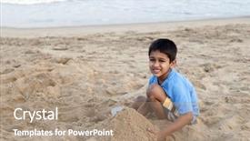  Presentation with sand play - Slides with young indian kid building sand background and a coral colored foreground