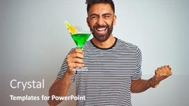  Presentation with alcohol white - Beautiful slide set featuring young-indian-man-drinking-cocktail backdrop and a coral colored foreground