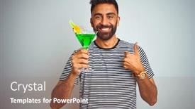  Presentation with alcohol white - Audience pleasing PPT layouts consisting of young-indian-man-drinking-cocktail backdrop and a coral colored foreground