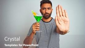  Presentation with alcohol white - Slide deck with young-indian-man-drinking-cocktail background and a gray colored foreground