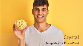  Presentation with bowl - Presentation design having young-indian-man-holding-bowl background and a yellow colored foreground