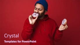  Presentation with donuts - Presentation theme consisting of young-indian-man-in-blue background and a crimson colored foreground