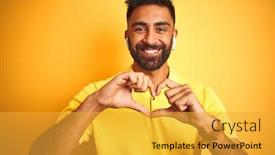  Presentation with love music - Colorful presentation theme enhanced with indian man listening to music backdrop and a gold colored foreground