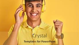  Presentation with yellow music - Presentation with success very excited cheering emotion background and a yellow colored foreground