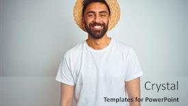  Presentation with summer holiday - Slide set enhanced with young-indian-man-on-holiday background and a lemonade colored foreground