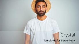  Presentation with young man wearing a hat - Cool new theme with young-indian-man-on-holiday backdrop and a lemonade colored foreground