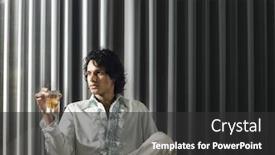  Presentation with curtain - Slide set featuring young indian man sitting with an alcoholic drink in front of curtain background and a dark gray colored foreground