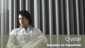  Presentation with curtain - Beautiful slides featuring young indian man sitting with an alcoholic drink in front of curtain backdrop and a gray colored foreground